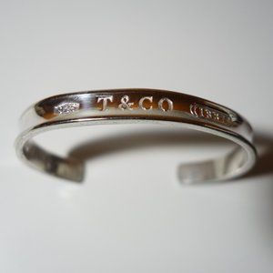 Vtg 1997 Tiffany & Co. 1837 .925 Sterling Silver Engraved Cuff Bracelet, Sz 6 in